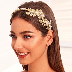 Pearl and Crystal Gold Leaf Decorative Headband